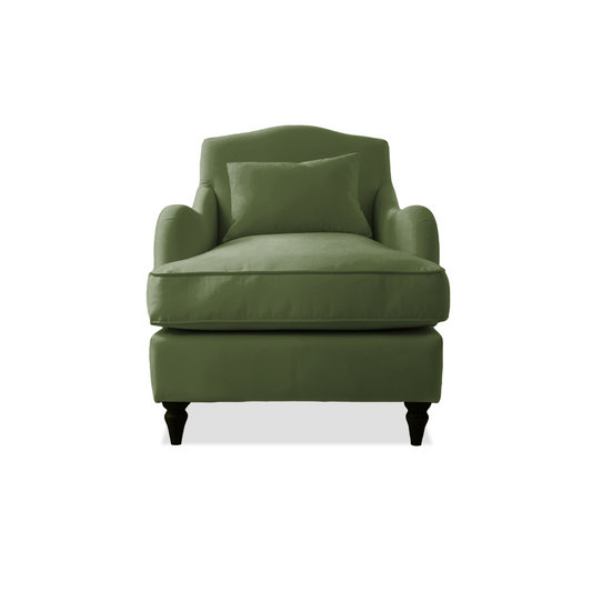 Isobel Armchair with Fixed Back in Cotton Linen Evergreen