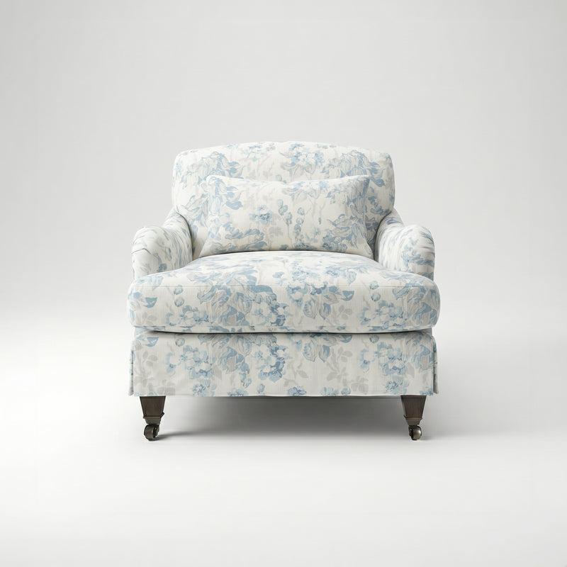 Felix Loose Cover Armchair in Midsummer Faded Blue - Made to Order