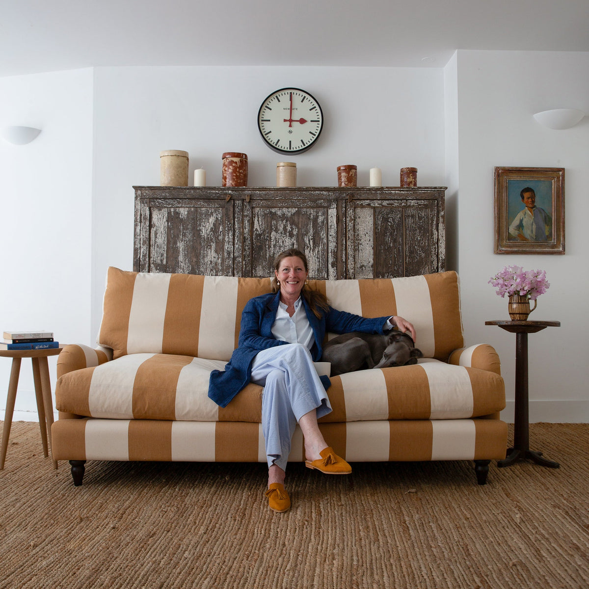 Isobel 3 seater sofa with Big Back Cushion in Caramel Stripe