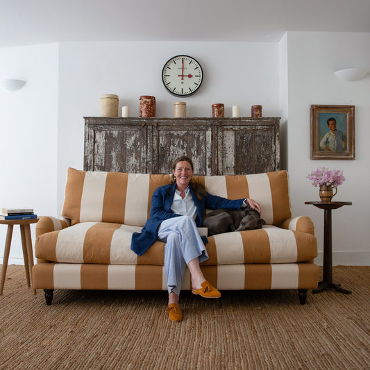 Isobel 3 seater sofa with Big Back Cushion in Caramel Stripe