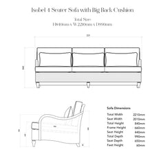 Isobel 4 Seater Sofa with Big Back Cushion in Caramel Stripe