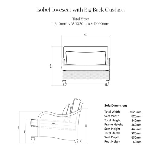 Isobel Loveseat with Big Back Cushion in Caramel Stripe