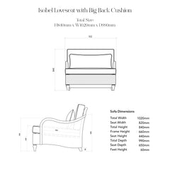 Isobel Loveseat with Big Back Cushion in Caramel Stripe