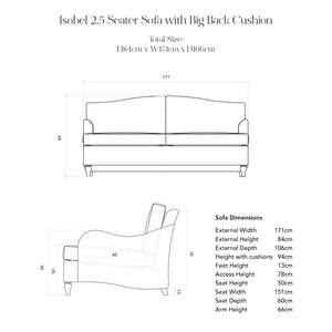 Isobel 2.5 seater sofa in Dandelion Stripes