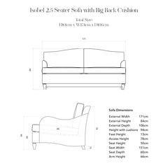 Isobel 2.5 seater sofa in Chocolate Stripes