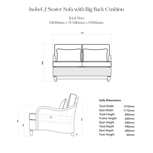Isobel 2 Seater Sofa with Big Back Cushion in Caramel Stripe