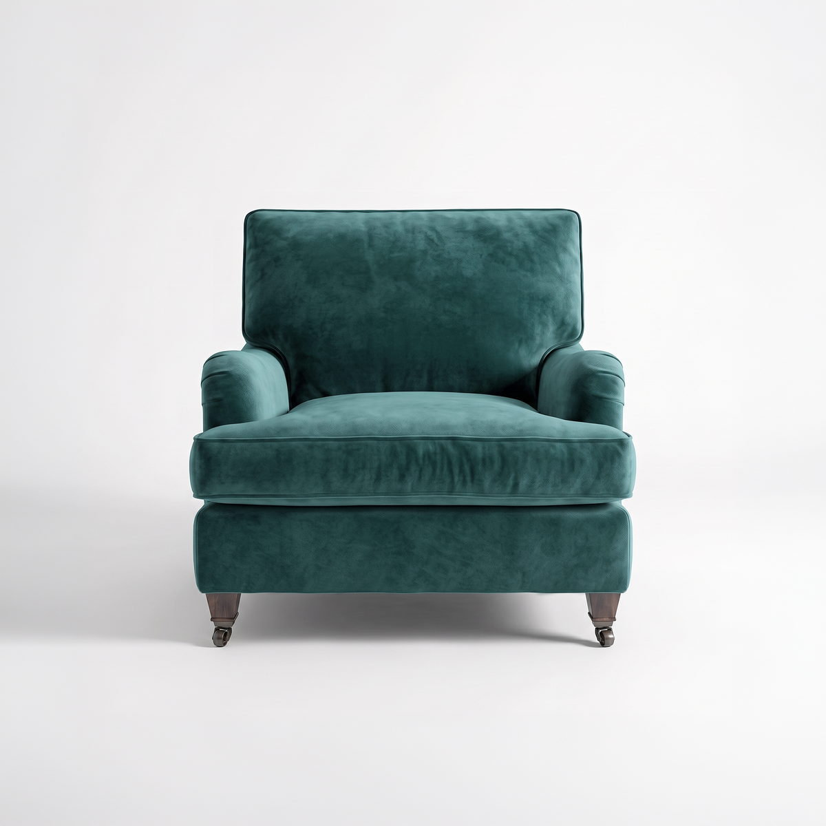 Isobel Armchair with Flat Back in Aqua Velvet - Available for quick ship
