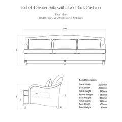 Isobel 4 seater sofa in Natural Linen Wildwood Twig with Velvet Trim