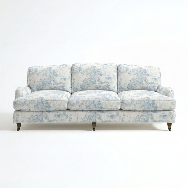 Isobel Loose Cover 4 Seater Sofa in Midsummer Faded Blue - Made to Order