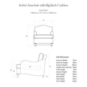 Isobel LC Armchair dimensions