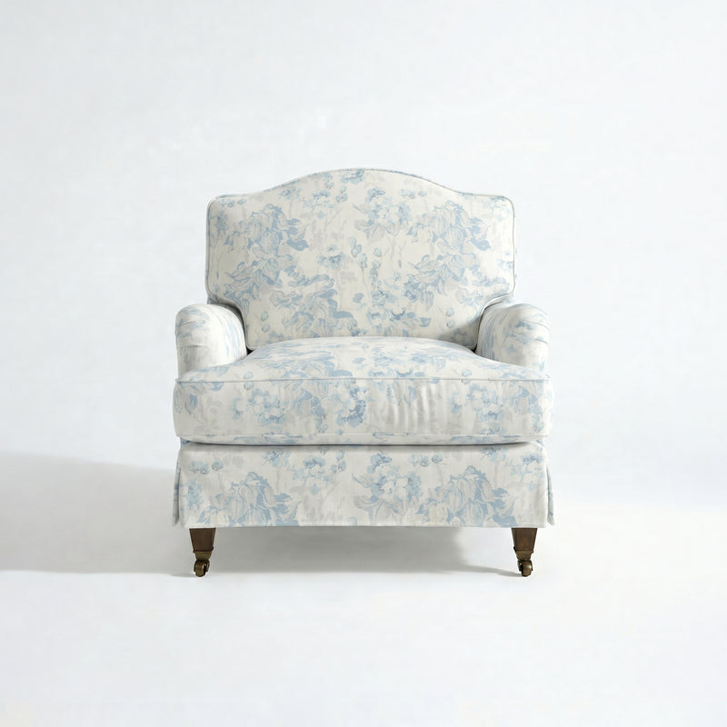 Isobel Loose Cover Armchair in Midsummer Faded Blue - Made to Order