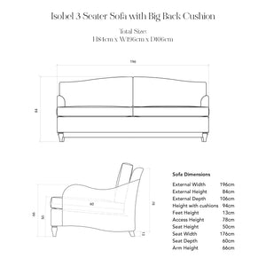 Isobel 3 seater sofa in Dandelion Stripes