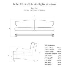 Isobel Straight Back 3 seater sofa in Little Magnolia Emerald - Ex-Display