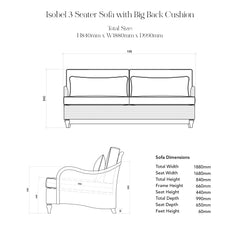 Isobel 3 seater sofa with Big Back Cushion in Caramel Stripe