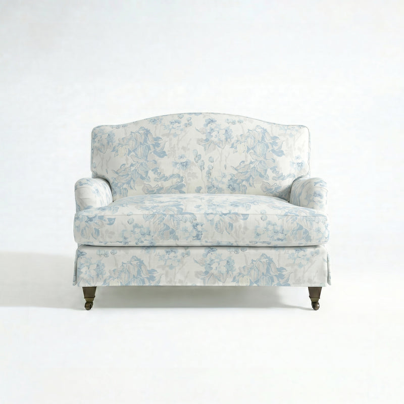 Isobel Loose Cover Loveseat in Midsummer Faded Blue - Made to Order