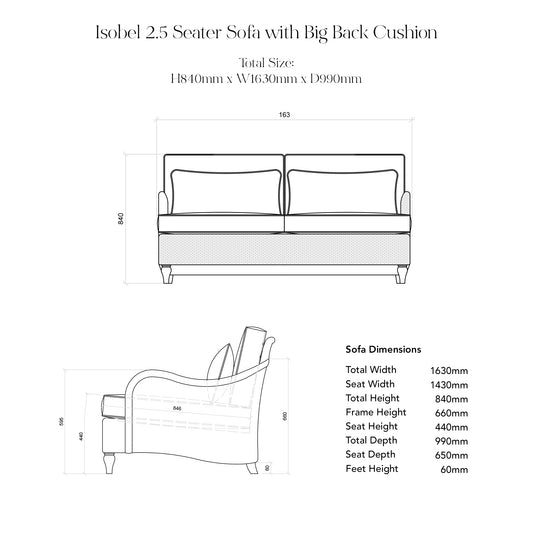 Isobel 2.5 Seater Sofa with Big Back Cushion in Caramel Stripe