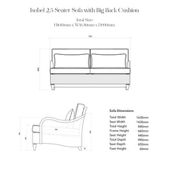 Isobel 2.5 Seater Sofa with Big Back Cushion in Caramel Stripe