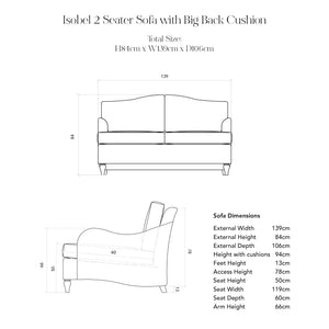 Isobel Fixed Cover 2 seater sofa with Box Edge Cushion in Customer's Own Material - Made to Order