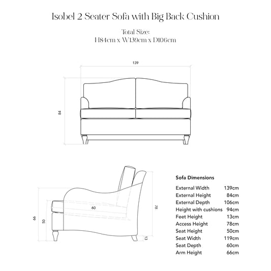 Isobel Fixed Cover 2 seater sofa with Box Edge Cushion in Customer's Own Material - Made to Order