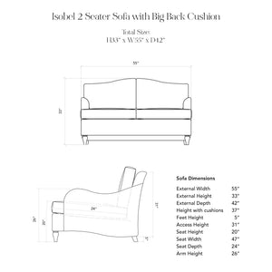 Isobel 2 Seater Sofa with Big Back Cushion in Caramel Stripe