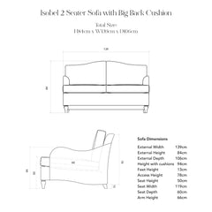 Isobel 2 seater sofa with Big Back Cushion in Garden Grey Stripe