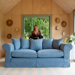 Salthrop Large Sofa with Scatter Cushion in Boho Denim