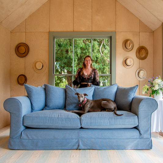 Salthrop Large Sofa with Scatter Cushion in Boho Denim
