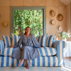 Salthrop Large Sofa with Scatter Cushion in Cornish Blue Stripe