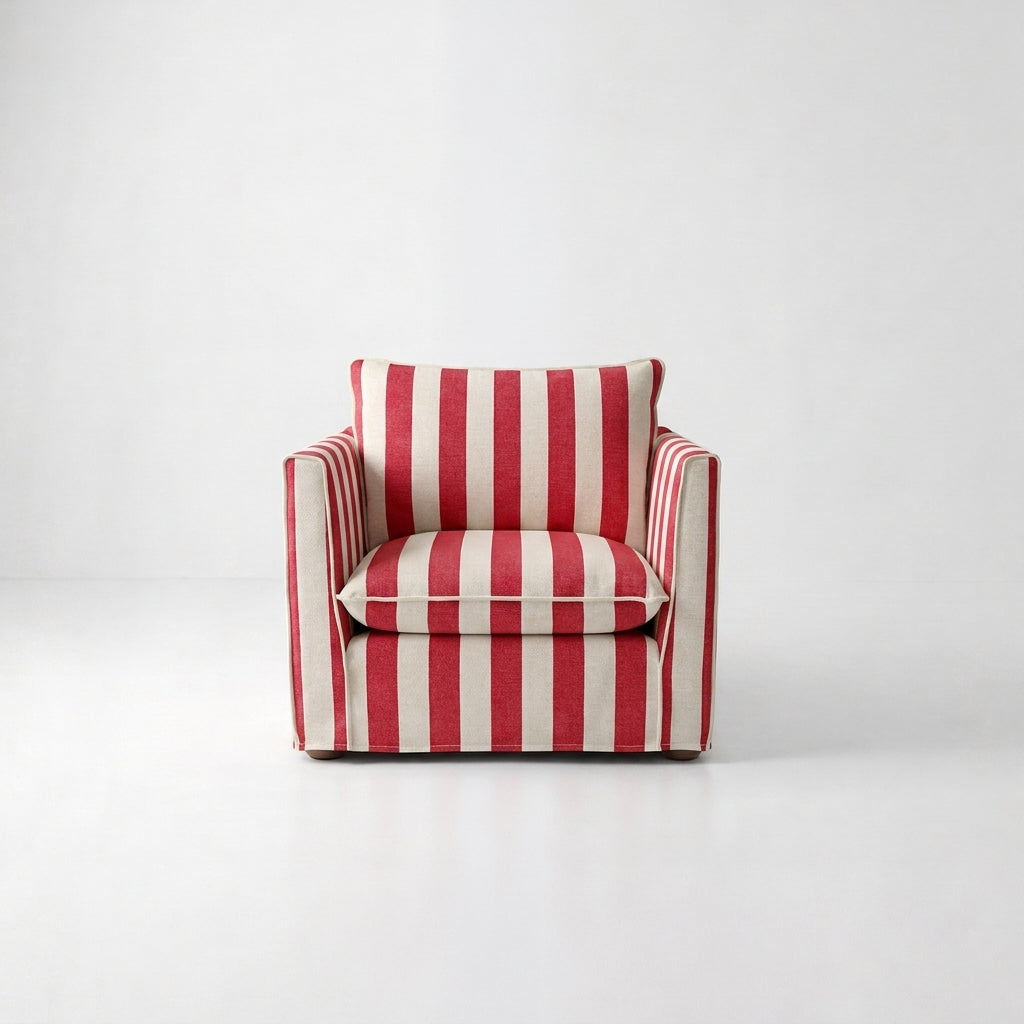 Cocobella Armchair in Petunia Red Stripe