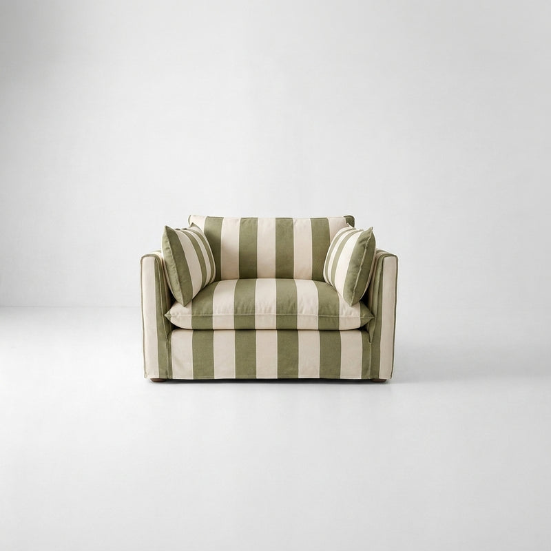 Cocobella Loveseat in Spring Green Stripe