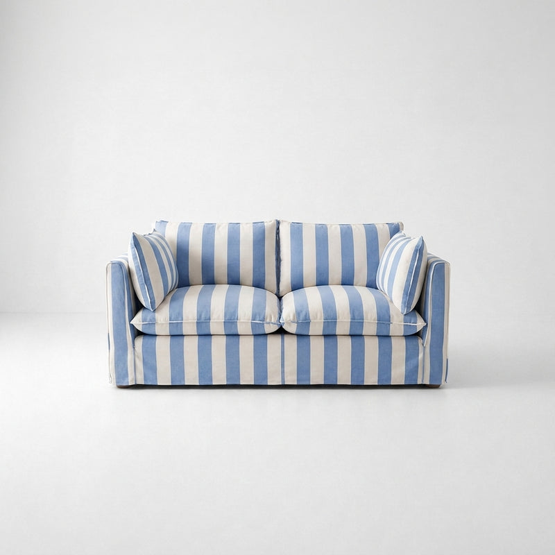 Cocobella 2 Seater Sofa in Cornish Blue Stripe