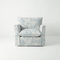 Coco Armchair with Self Piped Knife Edge cushion in Andrew Martin Midsummer Faded Blue - Made to Order