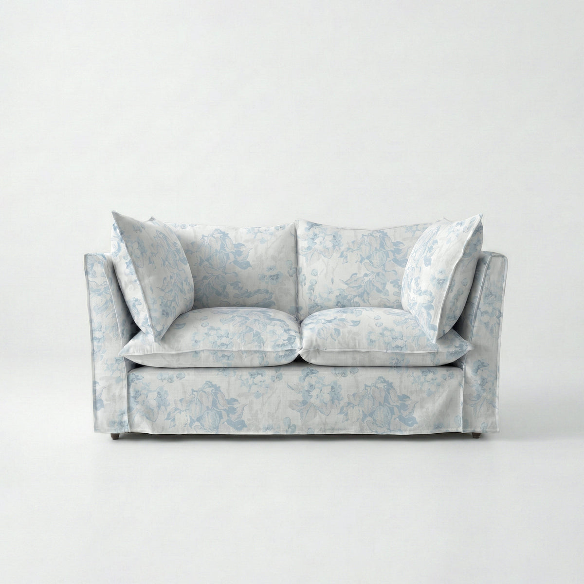 Coco 2 seater sofa with Self Piped Knife Edge cushion in Midsummer Faded Blue - Made to Order