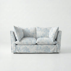 Coco 2 seater sofa with Self Piped Knife Edge cushion in Midsummer Faded Blue - Made to Order