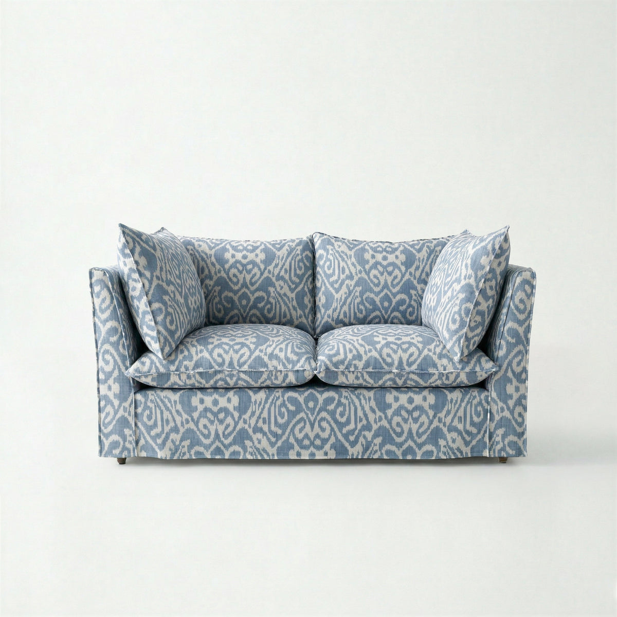 Coco 2 seater sofa with Knife Edge cushion in Otter Denim - Made to order