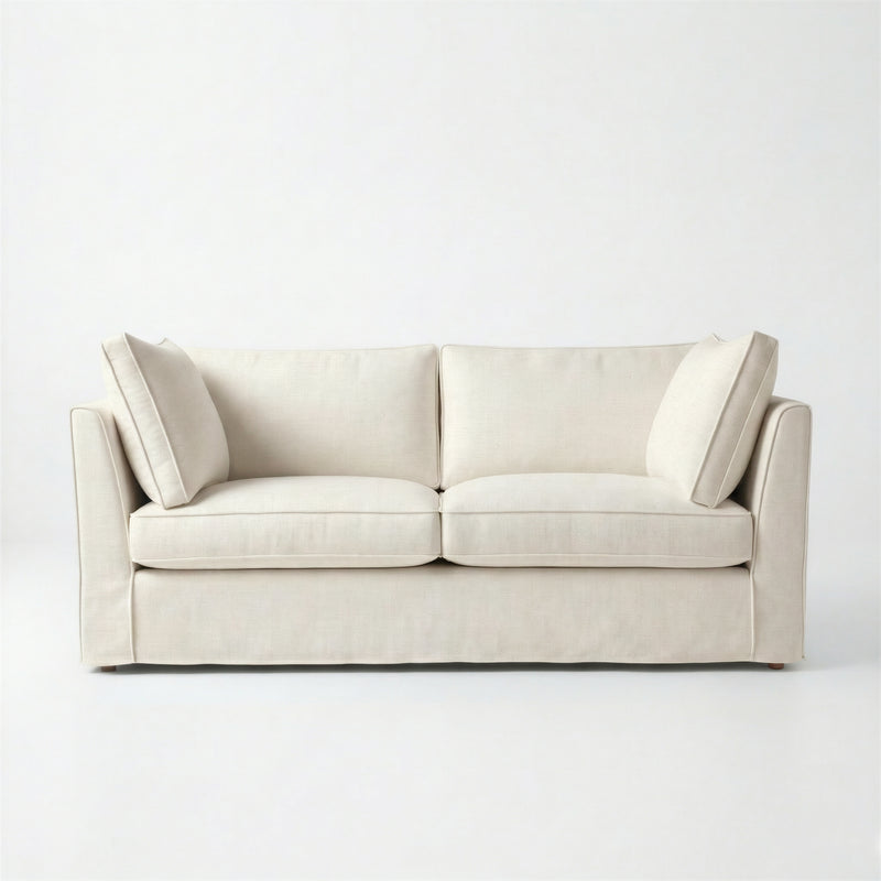 Coco 2.5 seater sofa with Self Piped Box Edge cushion in Cotton Linen Cool Coconut - Made to Order