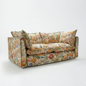 Coco 2.5 seater sofa with Contrast Piped Knife Edge cushion in GP & J Baker Magnolia Cream Blue - Made to Order