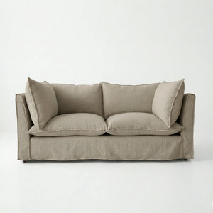 Coco 2.5 seater sofa with Knife Edge cushion in Hemp Linen - Made to Order