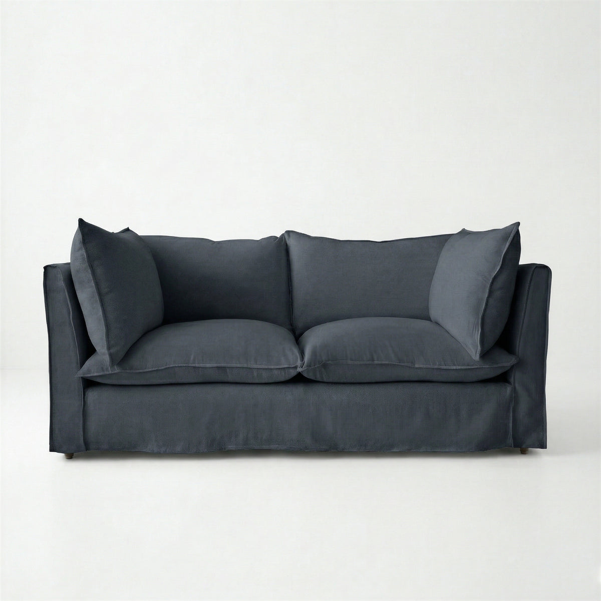Coco 2.5 seater sofa with Knife Edge cushion in Midnight Linen - Made to Order