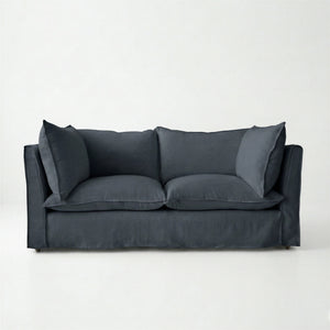 Coco 2.5 seater sofa with Knife Edge cushion in Midnight Linen - Made to Order