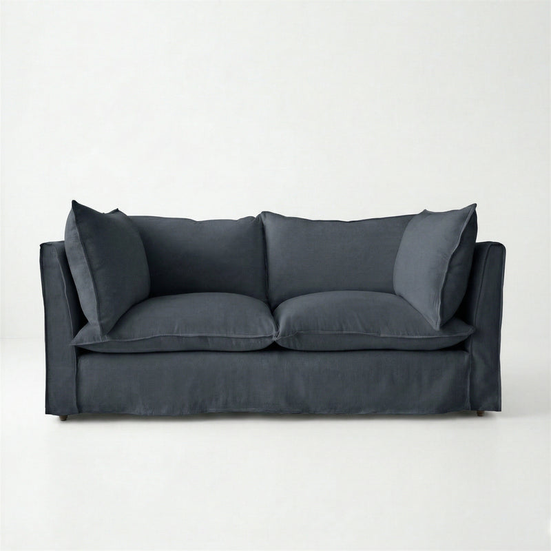 Coco 2.5 seater sofa with Knife Edge cushion in Midnight Linen - Made to Order