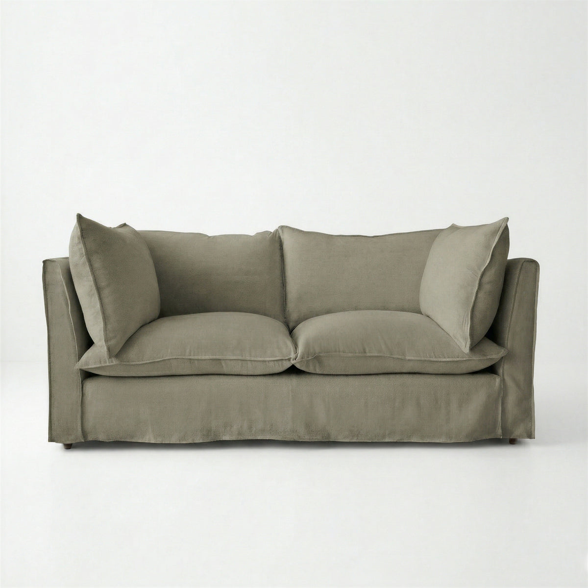 Coco 2.5 seater sofa with Knife Edge cushion in Sage Linen - Made to Order