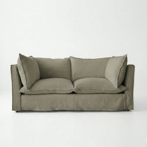 Coco 2.5 seater sofa with Knife Edge cushion in Sage Linen - Made to Order