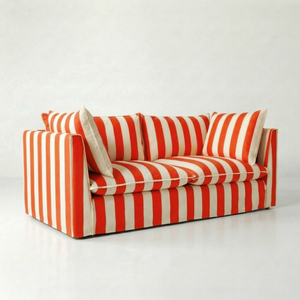 Coco 2.5 seater sofa with Self Piped Knife Edge cushion in Stripes Petunia - Made to Order