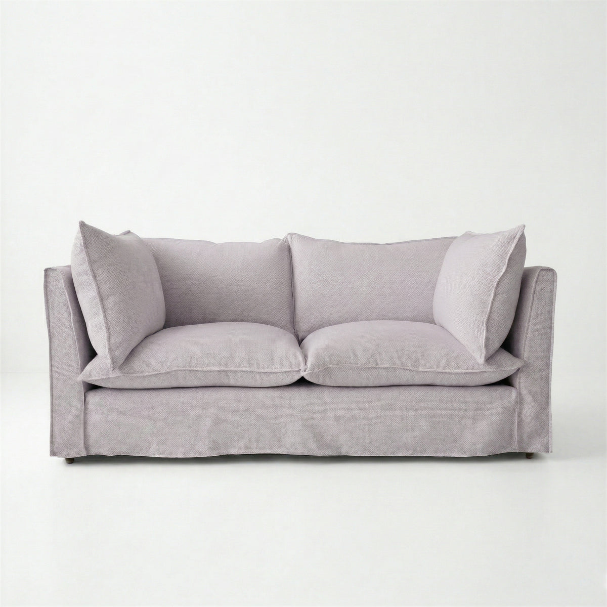 Coco 2.5 seater sofa with Self Piped Knife Edge cushion in Cotton Linen Sea Salt - Made to Order