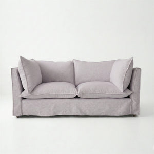 Coco 2.5 seater sofa with Self Piped Knife Edge cushion in Cotton Linen Sea Salt - Made to Order