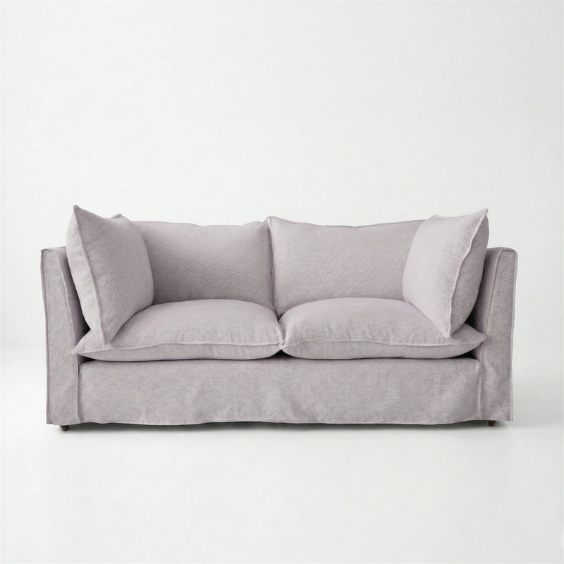 Coco 2.5 seater sofa with Self Piped Knife Edge cushion in Cotton Linen Sea Salt - Made to Order