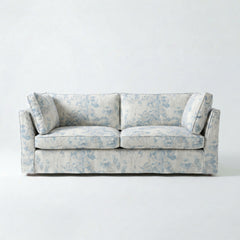 Coco 3 seater sofa with Self Piped Knife Edge cushion in Andrew Martin Midsummer Faded Blue - Made to Order