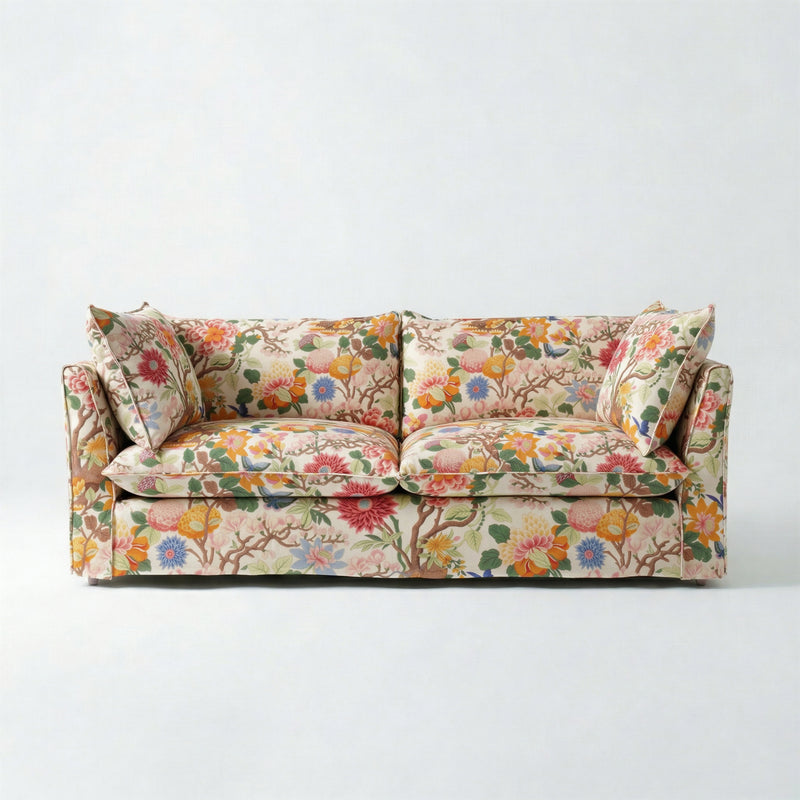 Coco 3 seater sofa with Contrast Piped Knife Edge cushion in GP & J Baker Magnolia Cream Blue - Made to Order