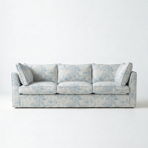 Coco 3.5 seater sofa with Self Piped Knife Edge cushion in Andrew Martin Midsummer Faded Blue - Made to Order